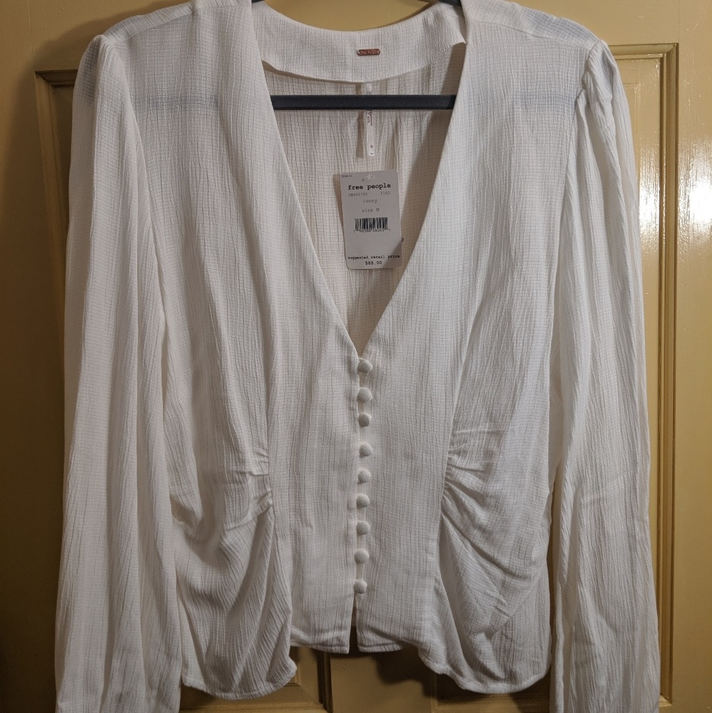 White long sleeve free people top